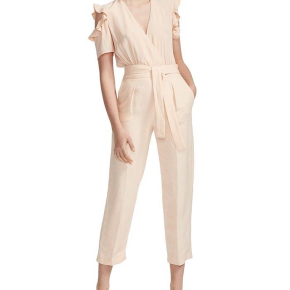 MAJE Piruize Ruffled Shoulder Jumpsuit Mandarine - Picture 2 of 3